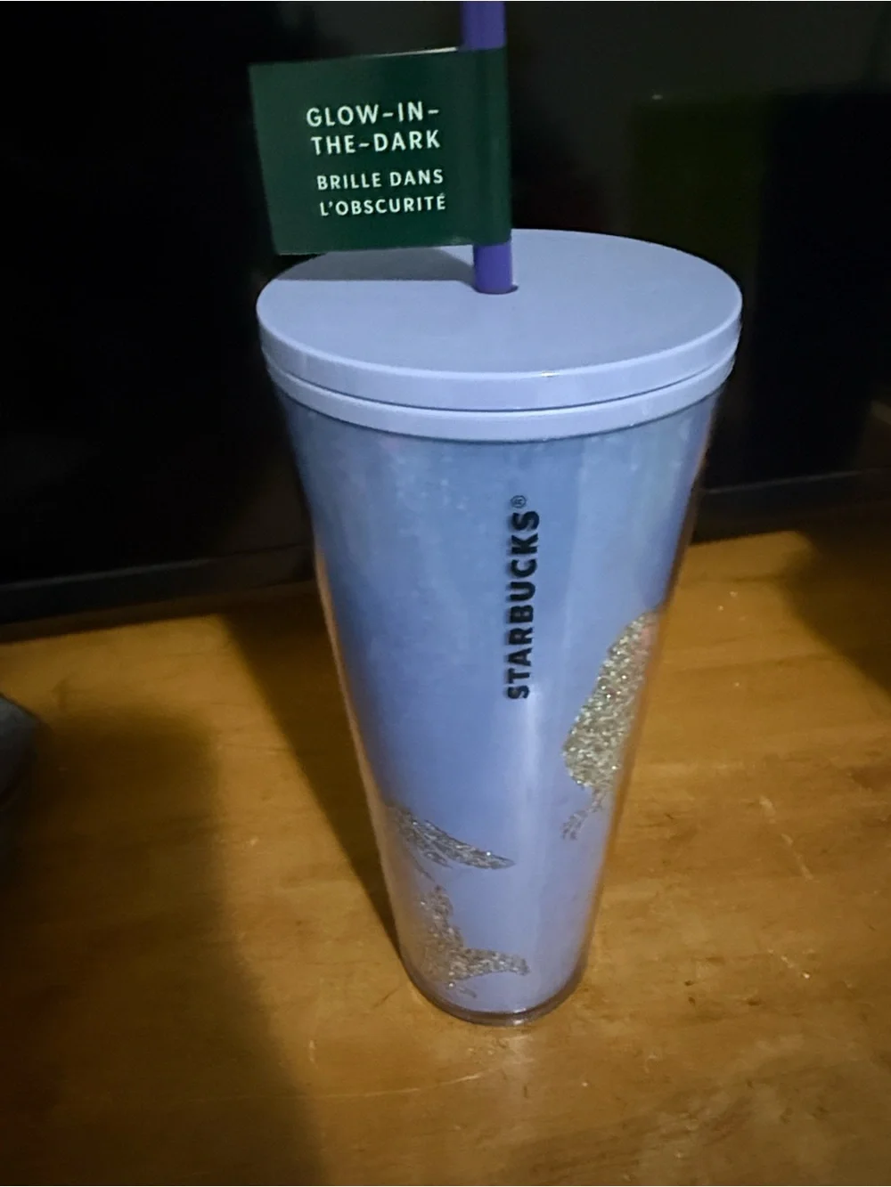 NWT Starbucks Halloween Raven Glow InDark Cold Cup Tumbler